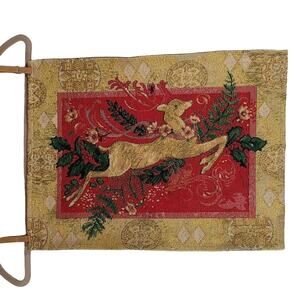 Needlepoint Christmas Tapestry Table Runner 2 Placemats Reindeer Holly STAIN